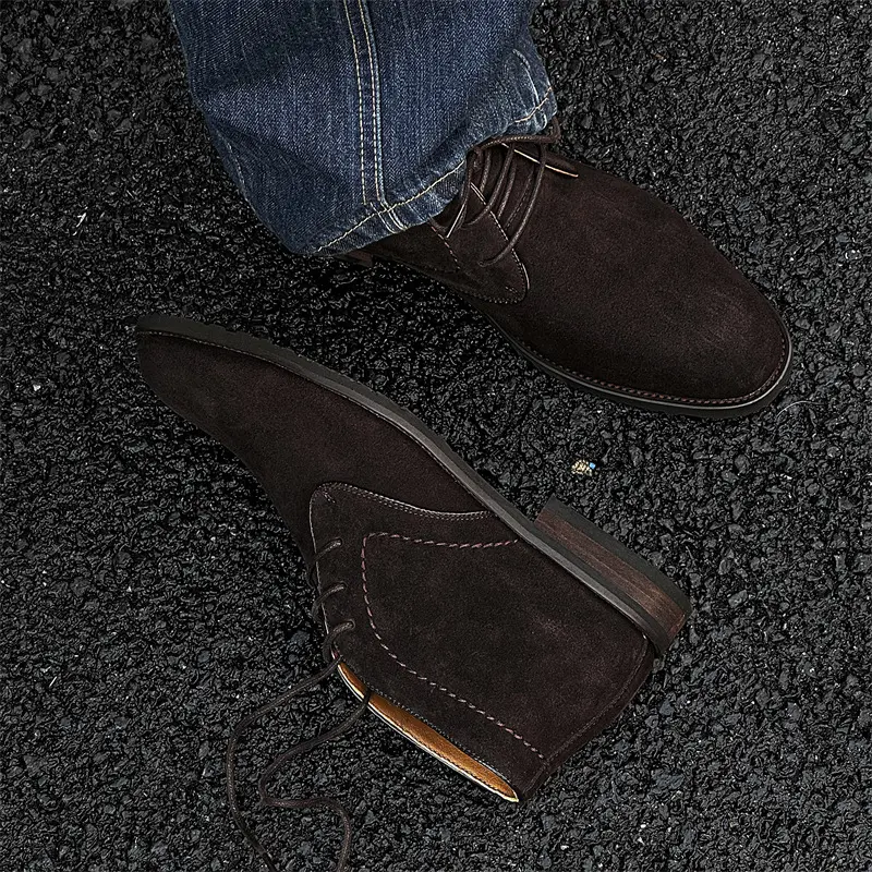 New Fashion Vintage Men Suede Leather Shoes British Outdoor Tooling Ankle Boots Luxury Men Shoes Military Boots Chelsea Boots