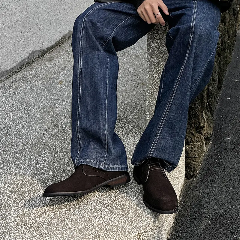 New Fashion Vintage Men Suede Leather Shoes British Outdoor Tooling Ankle Boots Luxury Men Shoes Military Boots Chelsea Boots