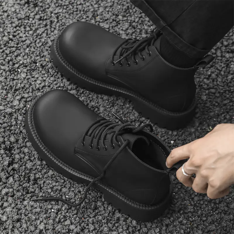 New Handmade Black Vintage British Men Ankle Boots High Quality Leather Shoes Tooling Desert Motorcycle Boots Military Boots