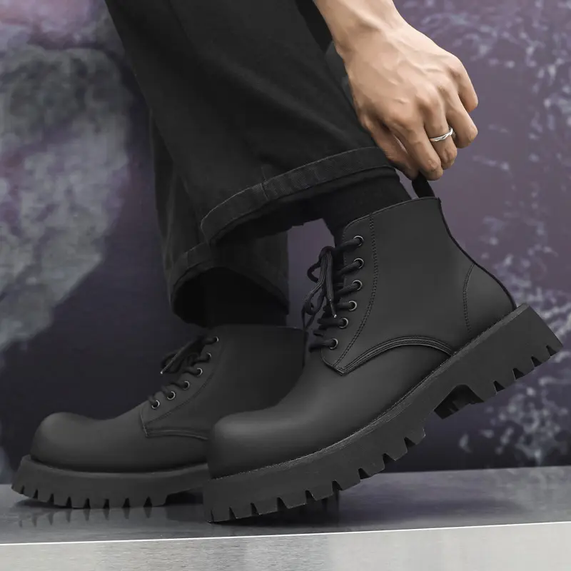 New Handmade Black Vintage British Men Ankle Boots High Quality Leather Shoes Tooling Desert Motorcycle Boots Military Boots