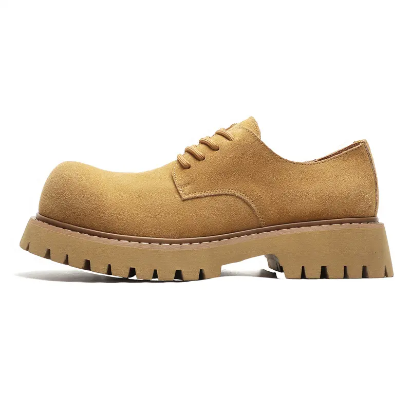 New Luxury Men Cow Suede Leather Shoes Vintage British Dress Loafers Breathable Height Increasing Sneakers Men Designer Shoes