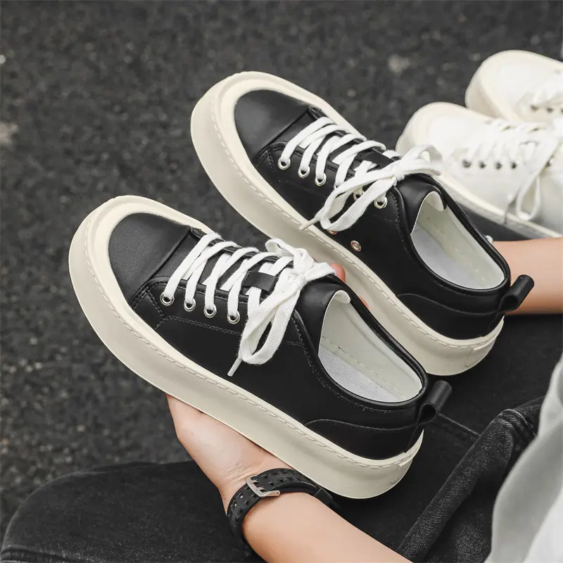 Men 2024 Summer Autumn Breathable Height Increasing Casual Leather Shoes British Luxury White Loafers Designer Shoes Sneakers