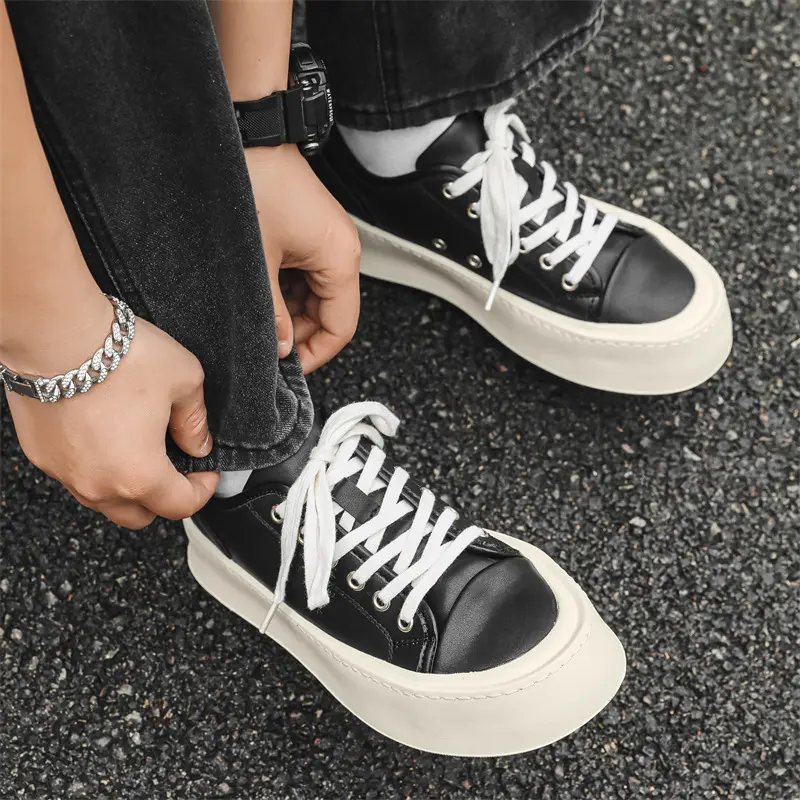 Men 2024 Summer Autumn Breathable Height Increasing Casual Leather Shoes British Luxury White Loafers Designer Shoes Sneakers