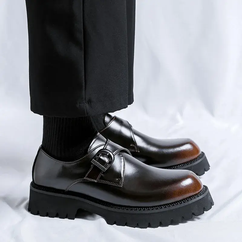 Luxury Men Leather Shoes Vintage British Business Ankle Dress Loafers Heightening Shoes Work Wedding Italian Shoes Men Formal