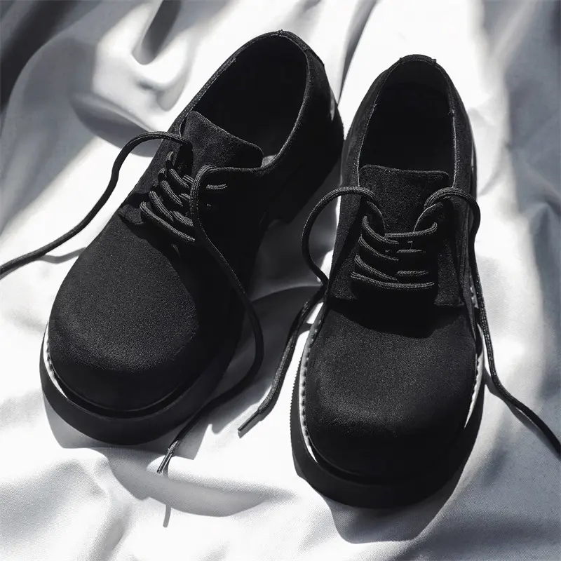 New Black Breathable Height Increasing Men Leather Shoes Vintage British Business Loafers Autumn Spring  Zapatos Loafers Shoes