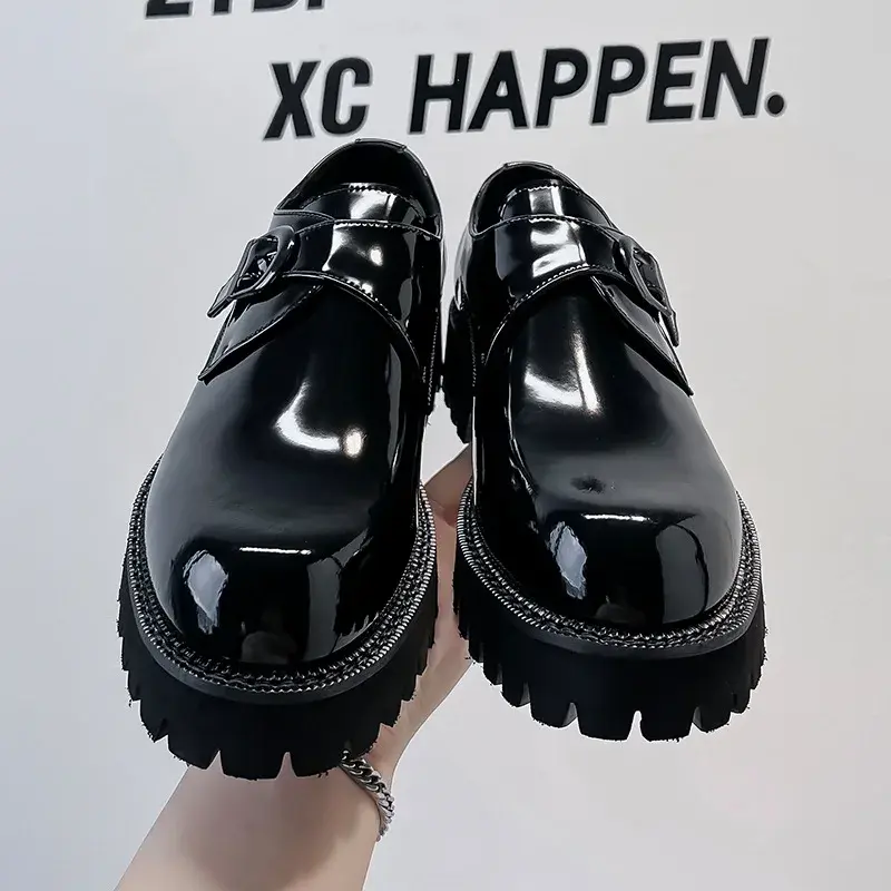 Luxury Men Leather Shoes Vintage British Business Ankle Dress Loafers Heightening Shoes Work Wedding Italian Shoes Men Formal