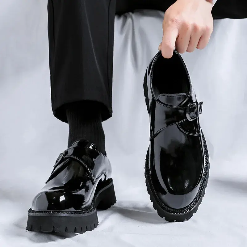 Luxury Men Leather Shoes Vintage British Business Ankle Dress Loafers Heightening Shoes Work Wedding Italian Shoes Men Formal