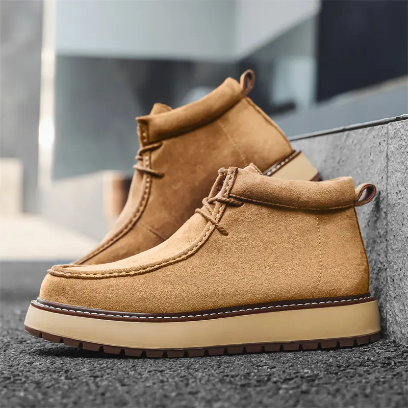 New High Quality Handmade Men Casual Cow Suede Leather Shoes Autumn Winter Japanese Tooling Ankle Boots Business Desert Boots