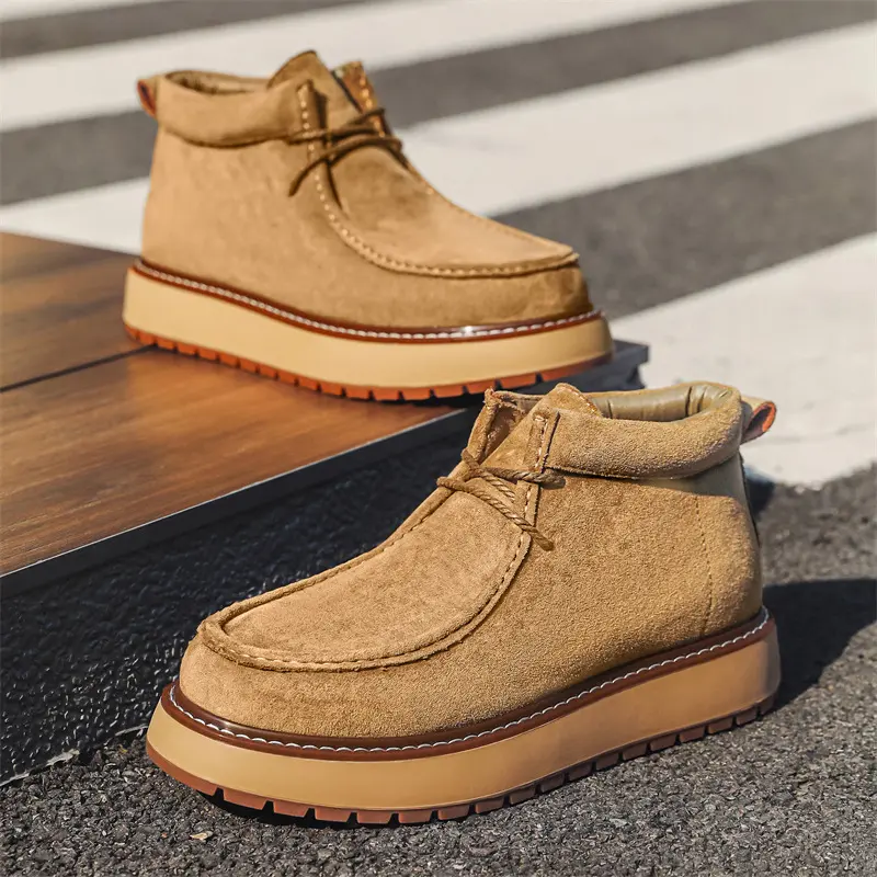 New High Quality Handmade Men Casual Cow Suede Leather Shoes Autumn Winter Japanese Tooling Ankle Boots Business Desert Boots