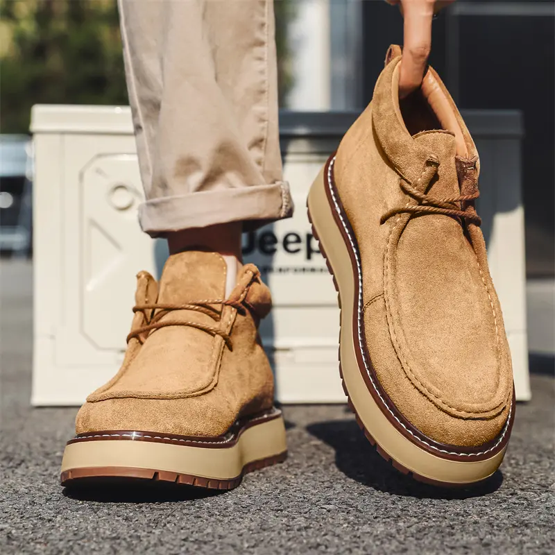 New High Quality Handmade Men Casual Cow Suede Leather Shoes Autumn Winter Japanese Tooling Ankle Boots Business Desert Boots