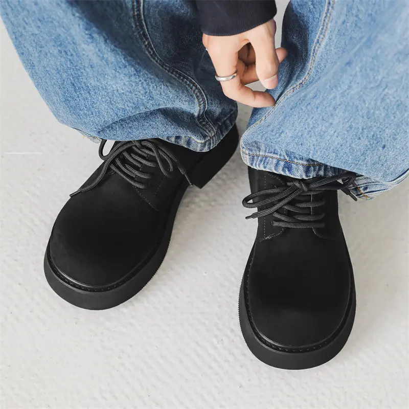 New Black Breathable Height Increasing Men Leather Shoes Vintage British Business Loafers Autumn Spring  Zapatos Loafers Shoes