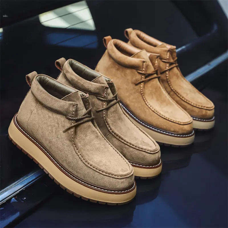 New High Quality Handmade Men Casual Cow Suede Leather Shoes Autumn Winter Japanese Tooling Ankle Boots Business Desert Boots