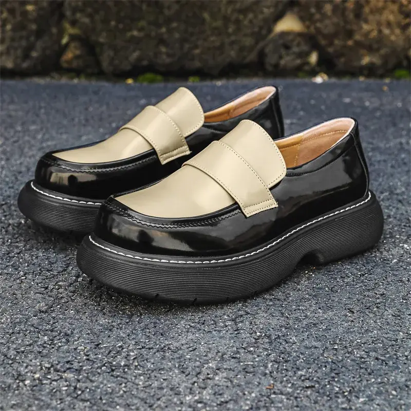 Luxury Vintage British Men Sneakers Breathable Height Increasing Outdoor Work Men Loafers Wedding Formal Dress Leather Shoes