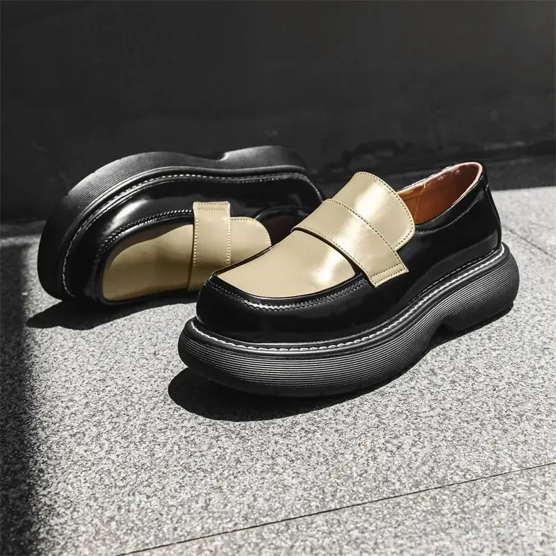 Luxury Vintage British Men Sneakers Breathable Height Increasing Outdoor Work Men Loafers Wedding Formal Dress Leather Shoes