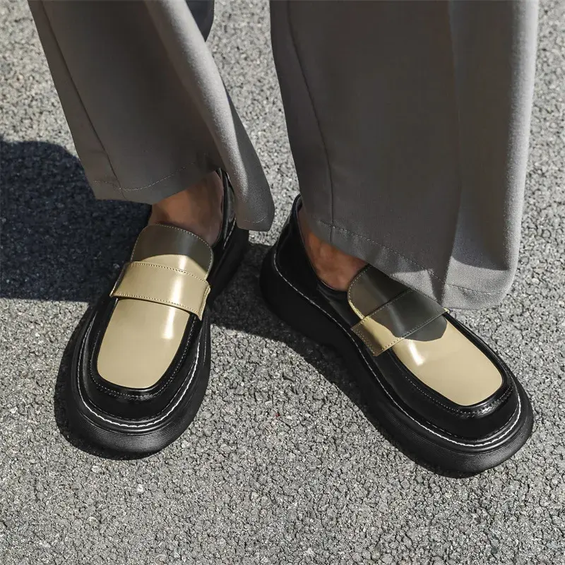 Luxury Vintage British Men Sneakers Breathable Height Increasing Outdoor Work Men Loafers Wedding Formal Dress Leather Shoes