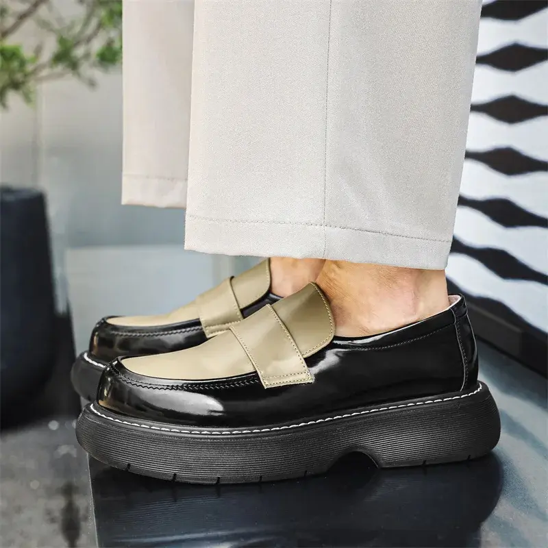 Luxury Vintage British Men Sneakers Breathable Height Increasing Outdoor Work Men Loafers Wedding Formal Dress Leather Shoes