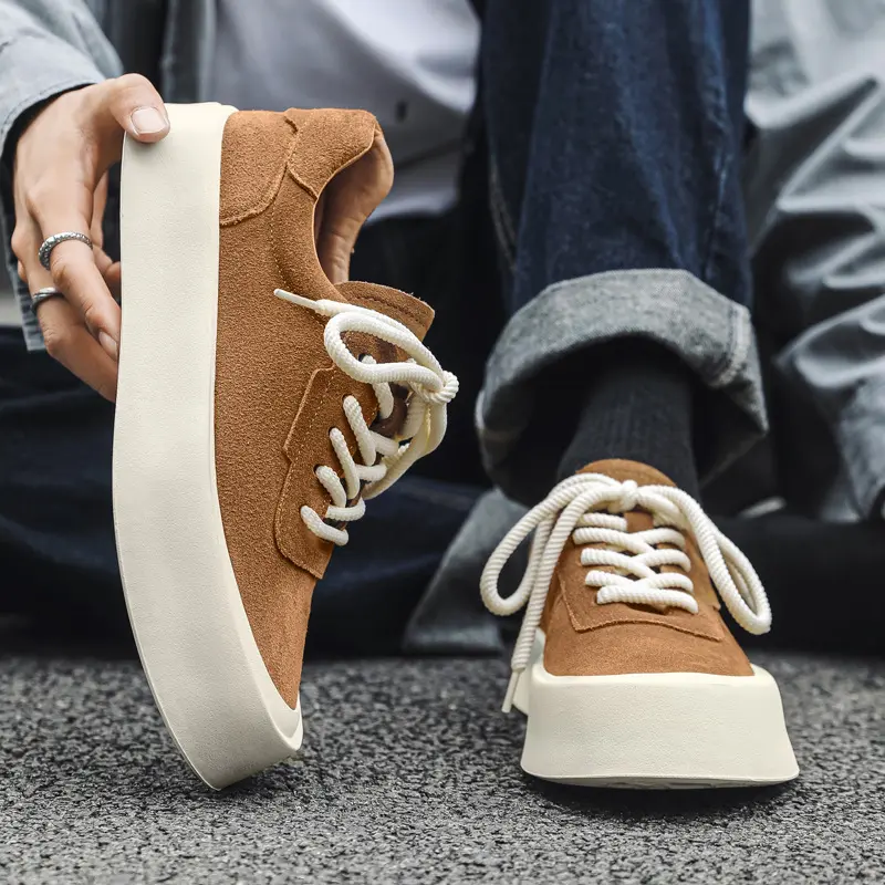 2024 New Spring Summer Breathable Luxury Designer Shoes Men Height Increasing Cow Suede Loafers Casual Leather Shoes Sneakers