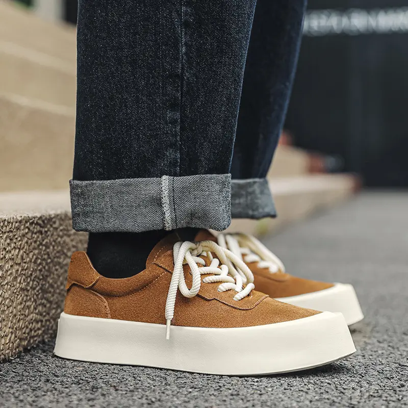 2024 New Spring Summer Breathable Luxury Designer Shoes Men Height Increasing Cow Suede Loafers Casual Leather Shoes Sneakers