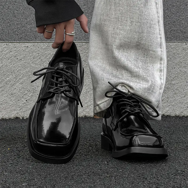 New Handmade High Quality Vintage Men Dress Leather Shoes Spring Autumn Business Wedding Loafers Men Italian Shoes Wedge