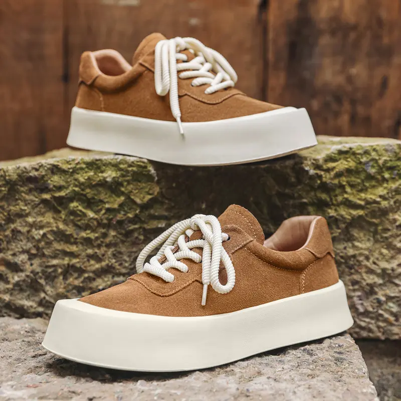 2024 New Spring Summer Breathable Luxury Designer Shoes Men Height Increasing Cow Suede Loafers Casual Leather Shoes Sneakers