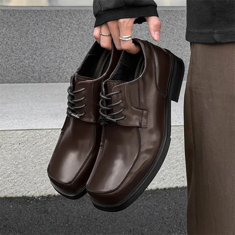 New Handmade High Quality Vintage Men Dress Leather Shoes Spring Autumn Business Wedding Loafers Men Italian Shoes Wedge