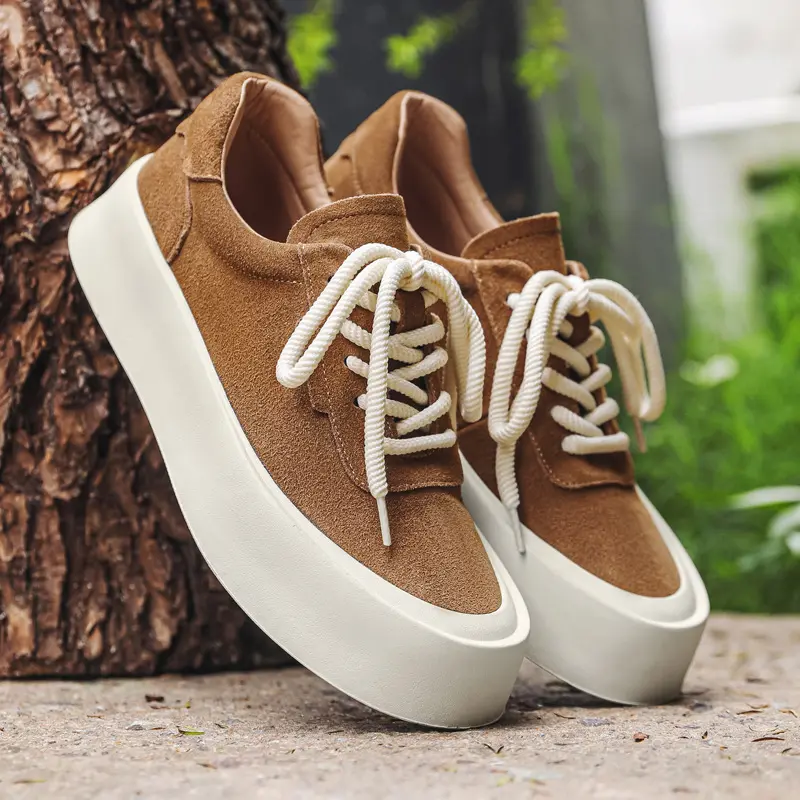 2024 New Spring Summer Breathable Luxury Designer Shoes Men Height Increasing Cow Suede Loafers Casual Leather Shoes Sneakers