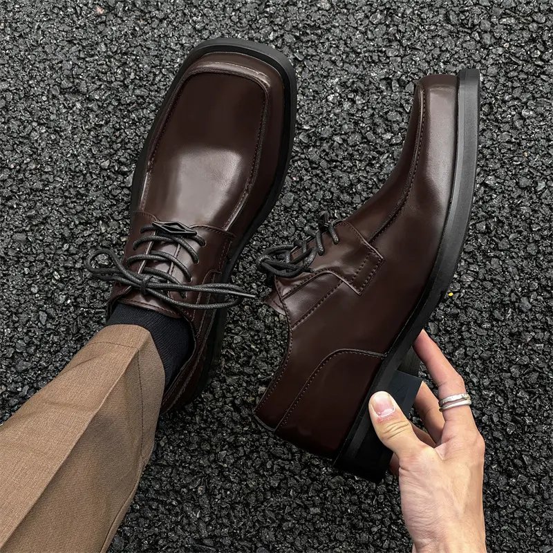 New Handmade High Quality Vintage Men Dress Leather Shoes Spring Autumn Business Wedding Loafers Men Italian Shoes Wedge