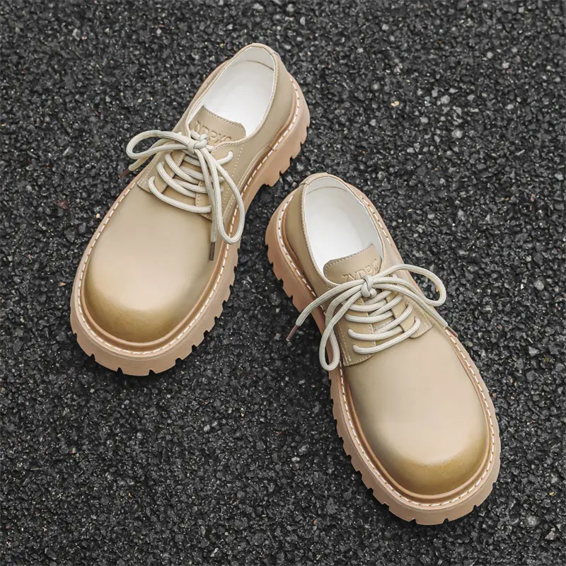 Spring Autumn Men Leather Shoes Vintage British Loafers Breathable Luxury Sneakers Outdoor Mens Shoes Height Increasing Shoes