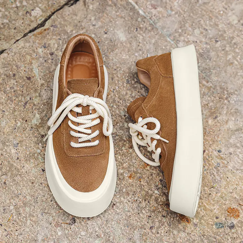 2024 New Spring Summer Breathable Luxury Designer Shoes Men Height Increasing Cow Suede Loafers Casual Leather Shoes Sneakers