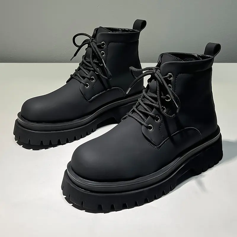 New Vintage British Men Boots Autumn Winter Platform Boots Dress Handmade Luxury Height Increasing Shoes Fashion Tooling Boots