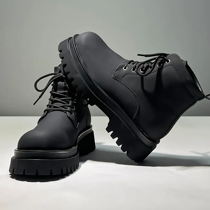 New Vintage British Men Boots Autumn Winter Platform Boots Dress Handmade Luxury Height Increasing Shoes Fashion Tooling Boots