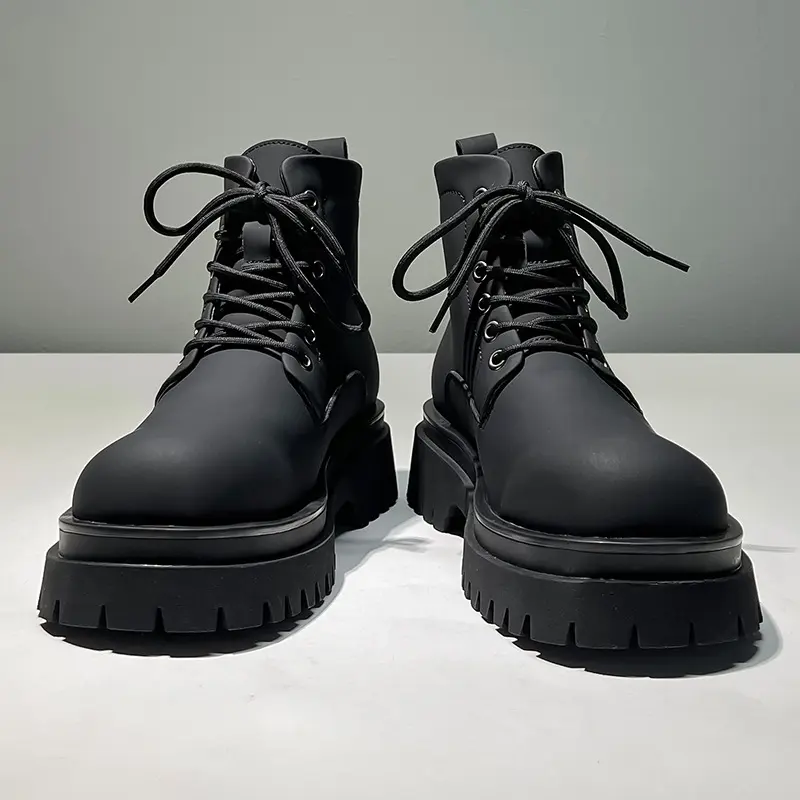 New Vintage British Men Boots Autumn Winter Platform Boots Dress Handmade Luxury Height Increasing Shoes Fashion Tooling Boots
