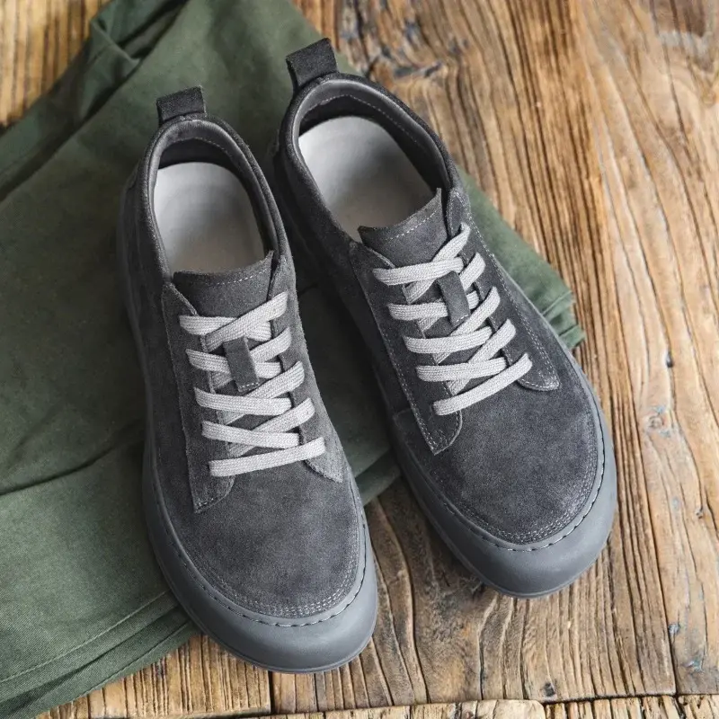 Korean Spring Summer Fashion Real Leather Men Casual Cow Suede Shoes Top Quality Breathable Loafers Vintage British Men Sneakers