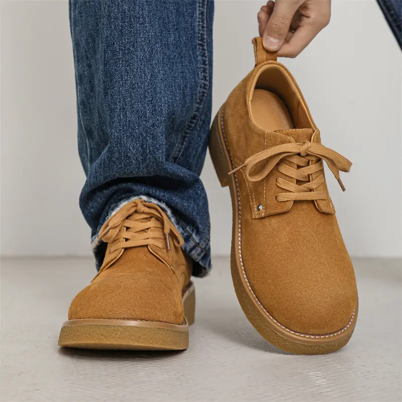 New Fashion British Men Casual Cow Suede Leather Shoes Spring Summer Formal Dress Loafers Bisiness Work Wedding Oxfords