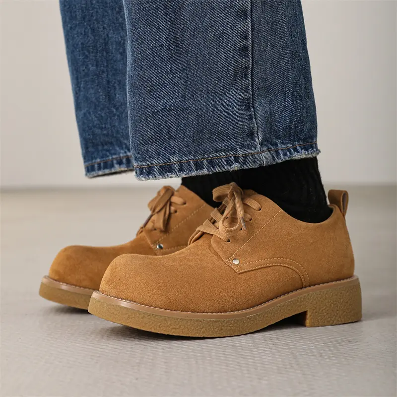 New Fashion British Men Casual Cow Suede Leather Shoes Spring Summer Formal Dress Loafers Bisiness Work Wedding Oxfords