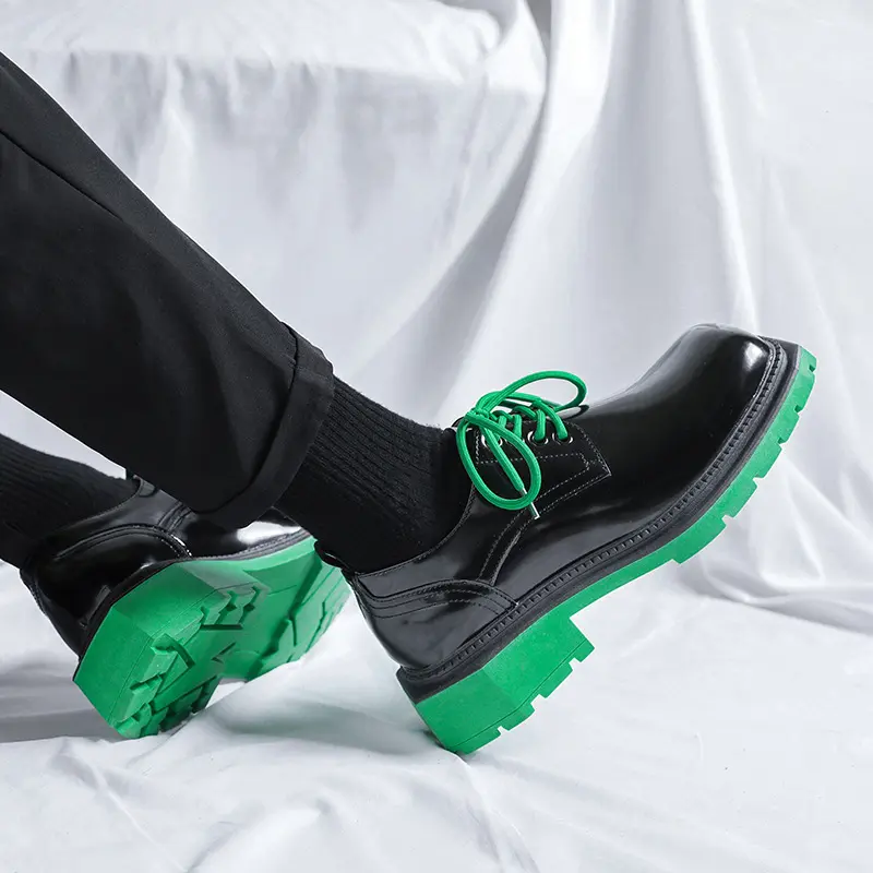 Luxury Men Casual Vintage Square Toe Leather Shoes Formal Dress Loafers British Sneakers Height Increasing British Designer Shoe