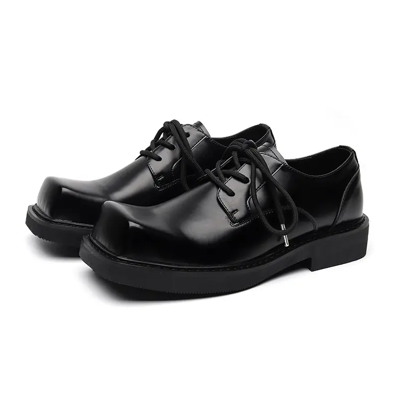 Square Luxury Men Black Fashion Casual Leather Shoes Dress Height Increasing Loafers Spring Autumn Designer Shoes Wedding Shoes