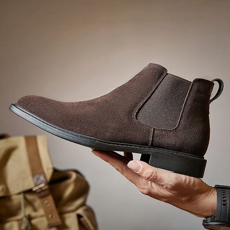 New Vintage British Men Casual Cow Suede Leather Shoes Business Outdoor Work Ankle Boots Tooling Chelsea Boots Big Size