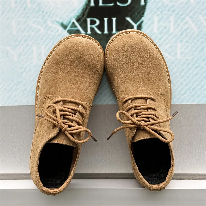 New Vintage British Men Leather Shoes Spring Autumn Cow Suede Dress Business Designer Shoes Men Breathable Height Increasing