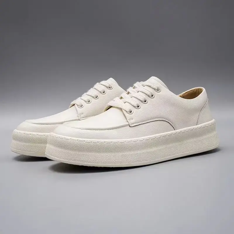 New Luxury Fashion Casual Men Shoes White Dress Leather Shoes Height Increasing Breathable Designer Shoes Loafers Sneakers
