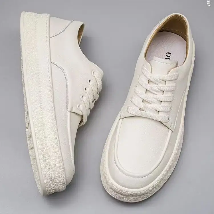 New Luxury Fashion Casual Men Shoes White Dress Leather Shoes Height Increasing Breathable Designer Shoes Loafers Sneakers