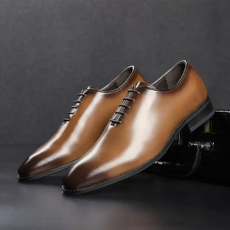 Spring New Fashion Men Shoes Real Leather Formal Dress Loafers Japanese Vintage Business Wedding Lace-Up Oxfords Designer Shoes