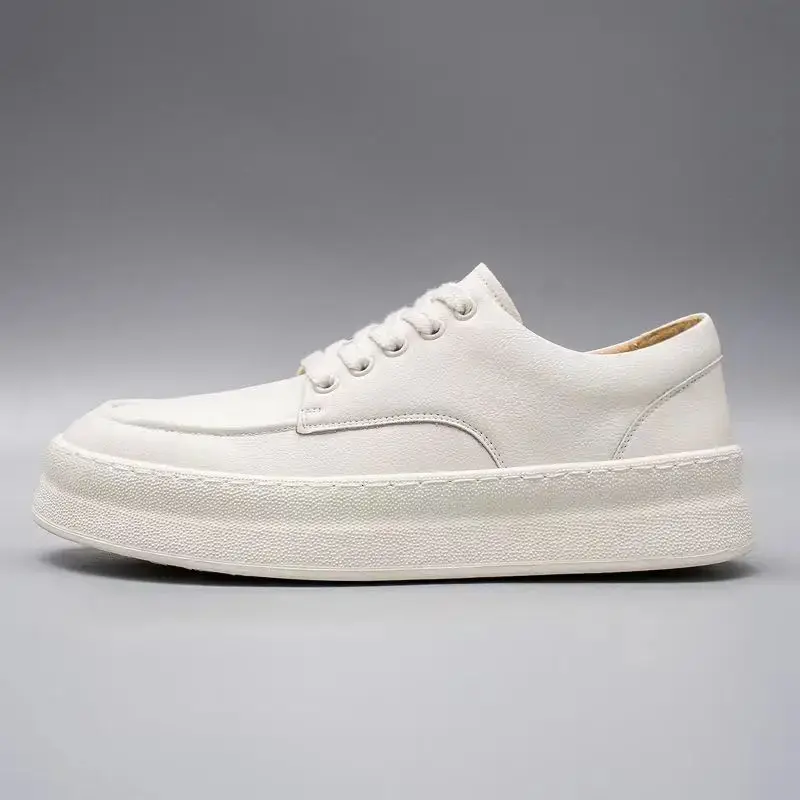 New Luxury Fashion Casual Men Shoes White Dress Leather Shoes Height Increasing Breathable Designer Shoes Loafers Sneakers