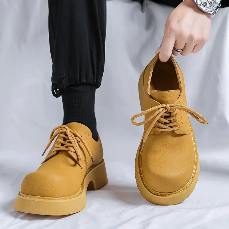 Height Increasing Vintage British Men Dress Shoes Spring Autumn Outdoor Tooing Luxury Sneakers Wedding Derby Men Casual Shoes
