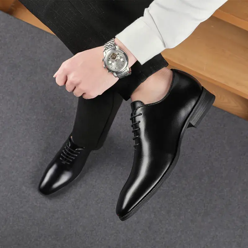 Spring New Fashion Men Shoes Real Leather Formal Dress Loafers Japanese Vintage Business Wedding Lace-Up Oxfords Designer Shoes