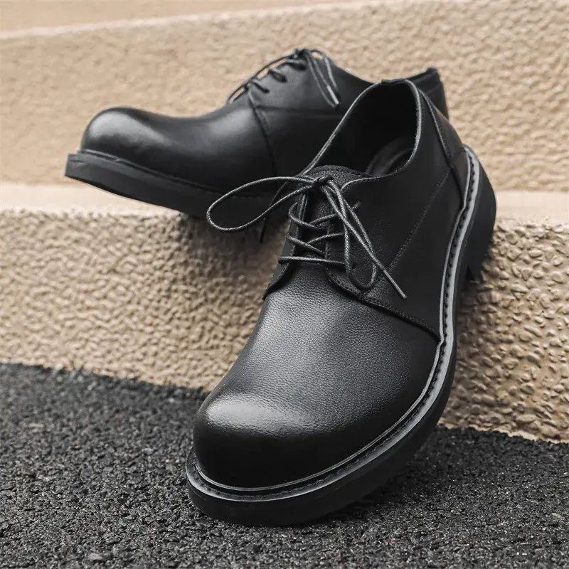 New Men Black Leather Shoes Spring Autumn Vintage British Dress Loafers Office Business Wedding Shoes Designer Shoes Breathable
