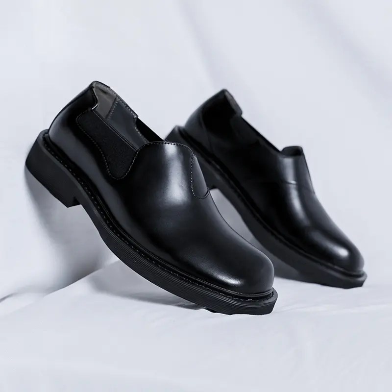 2025 Black Luxury Men Casual Leather Shoes Breathable Height Increasing Slip-on Business Loafers Work Designer Shoes Men British