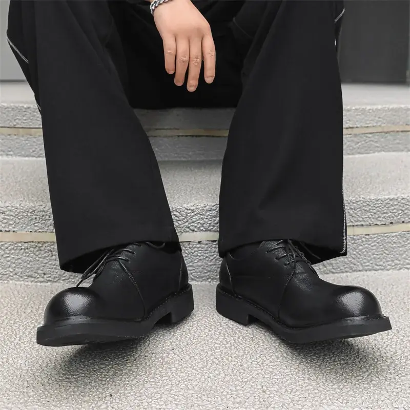 New Men Black Leather Shoes Spring Autumn Vintage British Dress Loafers Office Business Wedding Shoes Designer Shoes Breathable