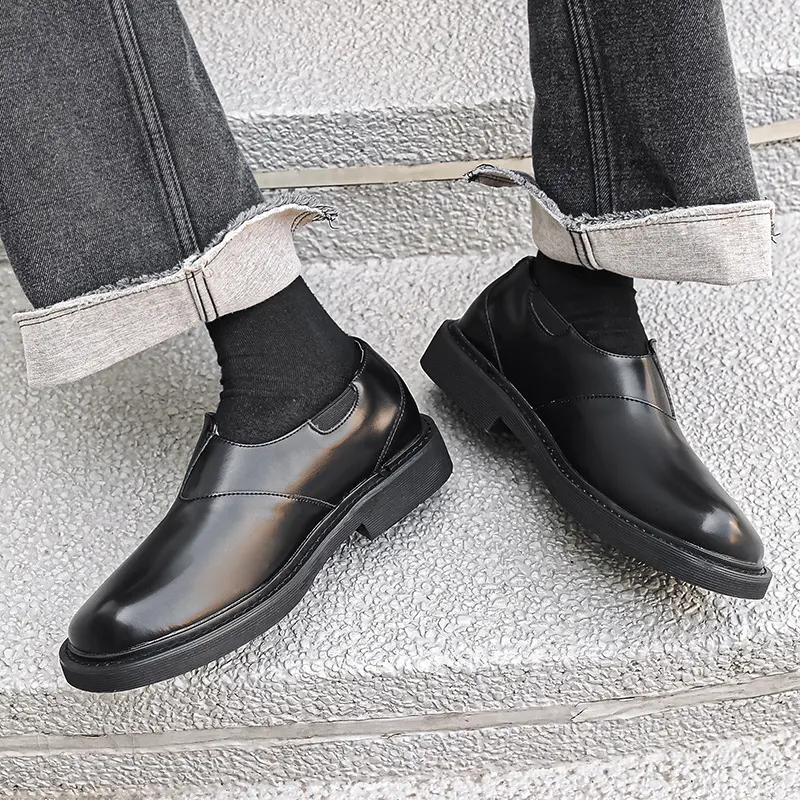 2025 Black Luxury Men Casual Leather Shoes Breathable Height Increasing Slip-on Business Loafers Work Designer Shoes Men British
