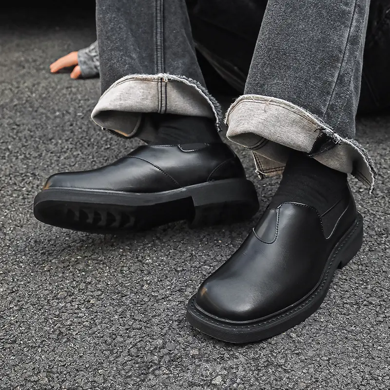 2025 Black Luxury Men Casual Leather Shoes Breathable Height Increasing Slip-on Business Loafers Work Designer Shoes Men British